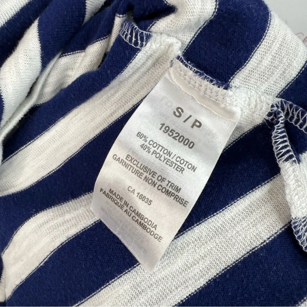 Nicole Miller T-shirt, stripes V-neck Striped navy blue and white Women's Top - Picture 9 of 11